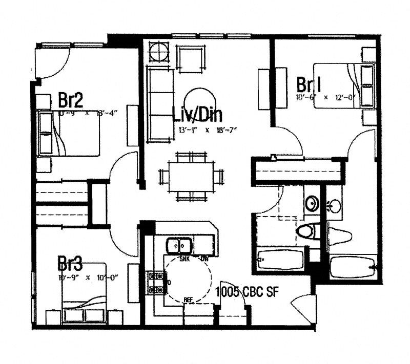 Two bedroom floor plan
